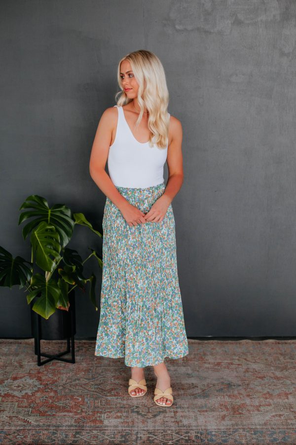 Addy Floral Skirt - Sage Cheap