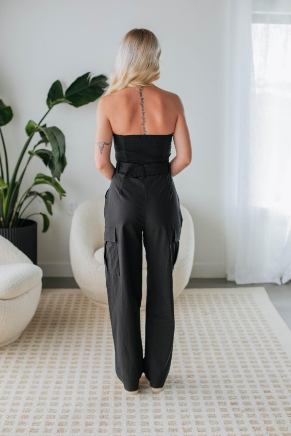 Brady Cargo Jumpsuit - Black Online now