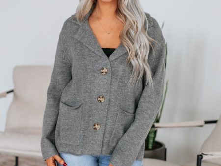 Tannis Knit Jacket - Heather Grey on Sale