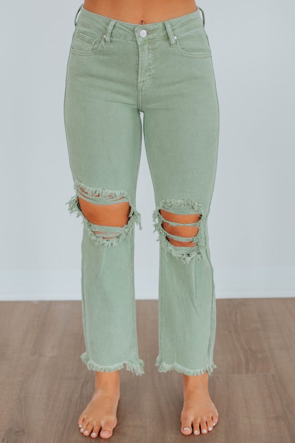 Willow Risen Jeans - Olive For Discount