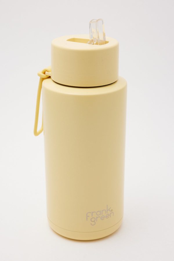 Frank Green 34oz Reusable Bottle with Straw Lid Buttermilk Hot on Sale