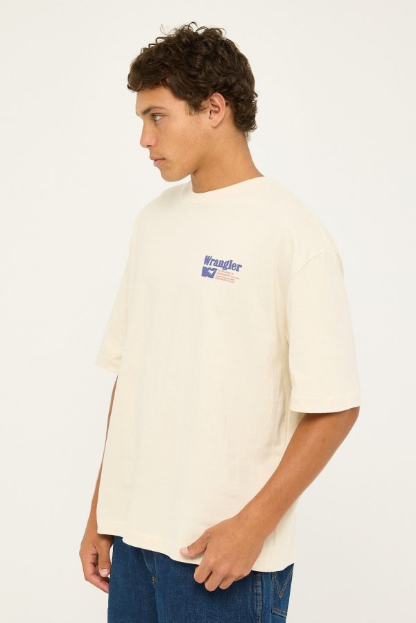 Wrangler Race Track Boxcar Tee Ecru For Cheap