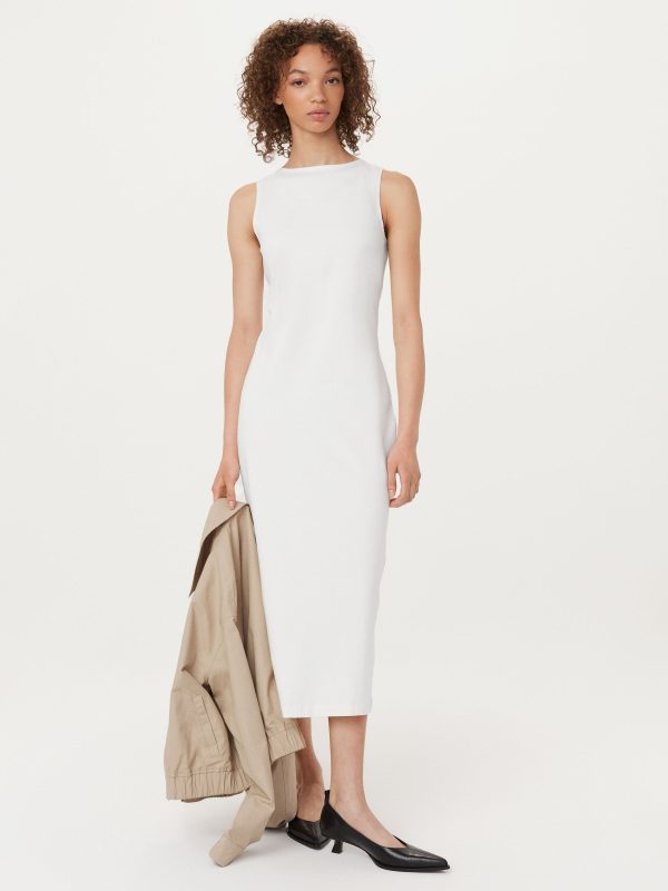 The Boat Neck Maxi Dress in White Hot on Sale