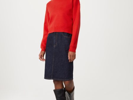 The Compact Mockneck Sweater in Bright Red Hot on Sale