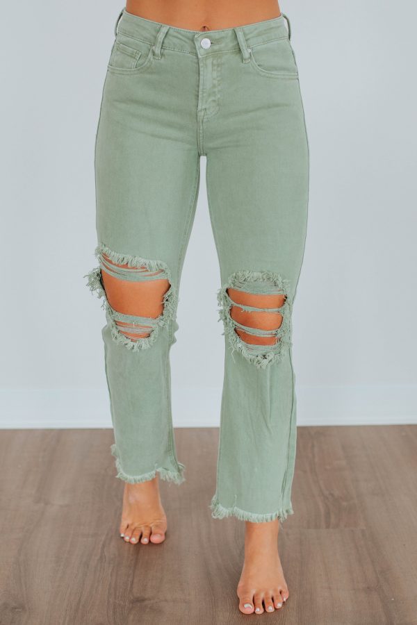 Willow Risen Jeans - Olive For Discount