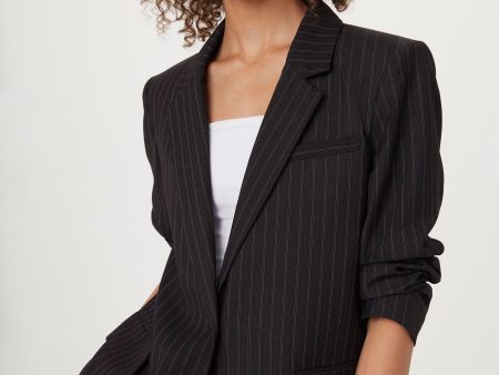 The Striped 2-Button Blazer in Charcoal Grey Fashion