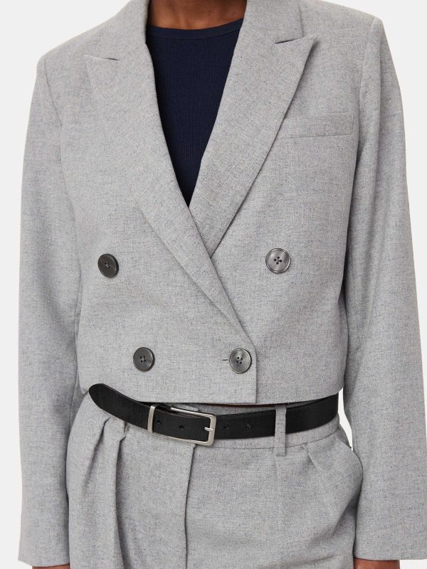 The Cropped Double Breasted Blazer in Light Grey Cheap