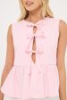 Perfect Stranger Amos Stripe Tie Front Top Pink Stripe Discount