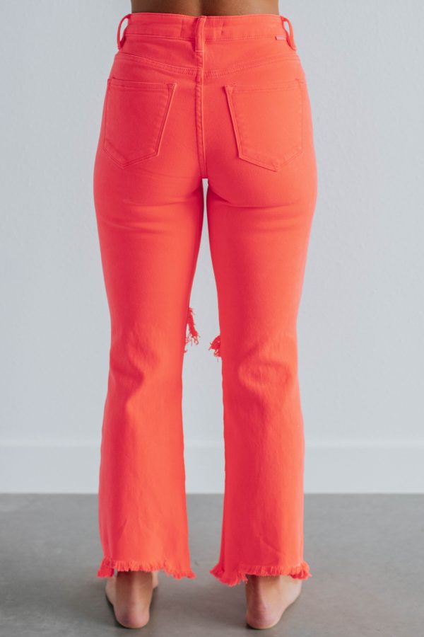 Willow Risen Jeans - Neon Coral Sale