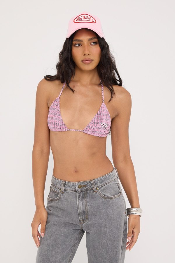 Neovision Lightning Smocked Bralette Pink Check Online Hot Sale