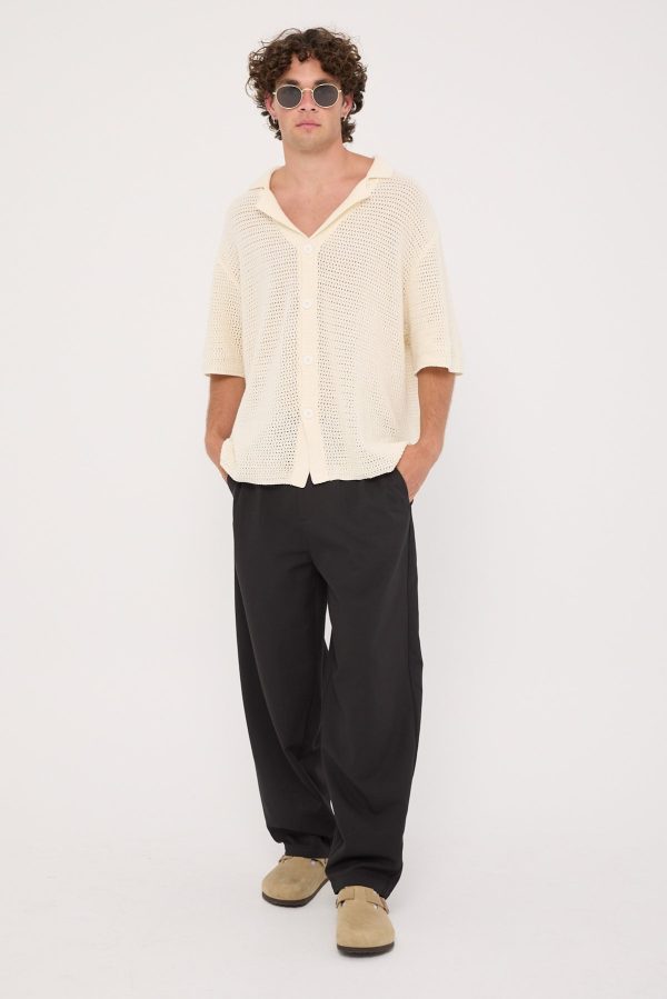 Common Need Crochet Boxy Resort Shirt Ecru For Sale