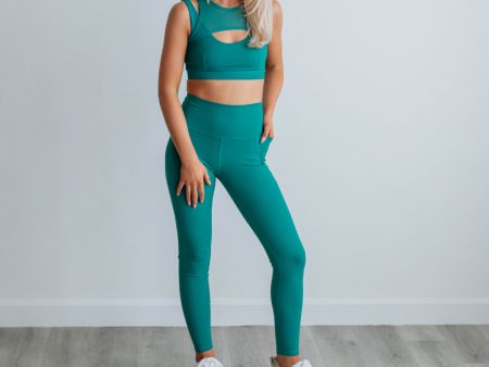 Zalen Active Leggings - Teal Online Hot Sale