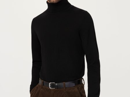 The Merino Wool Turtleneck in Black Hot on Sale