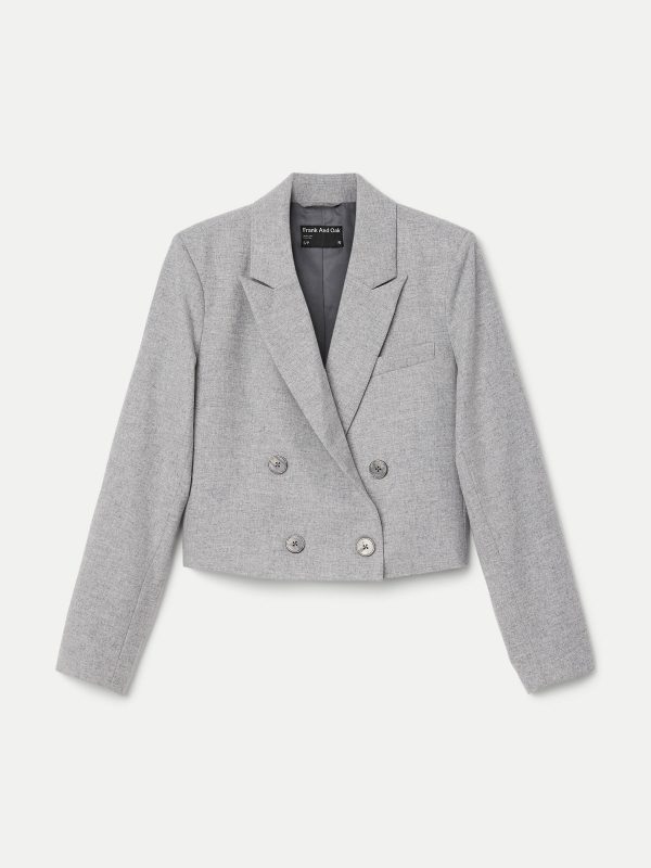 The Cropped Double Breasted Blazer in Light Grey Cheap