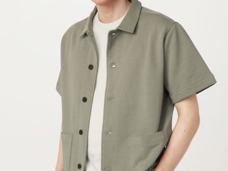 The Short Sleeve Overshirt in Vetiver Green For Sale