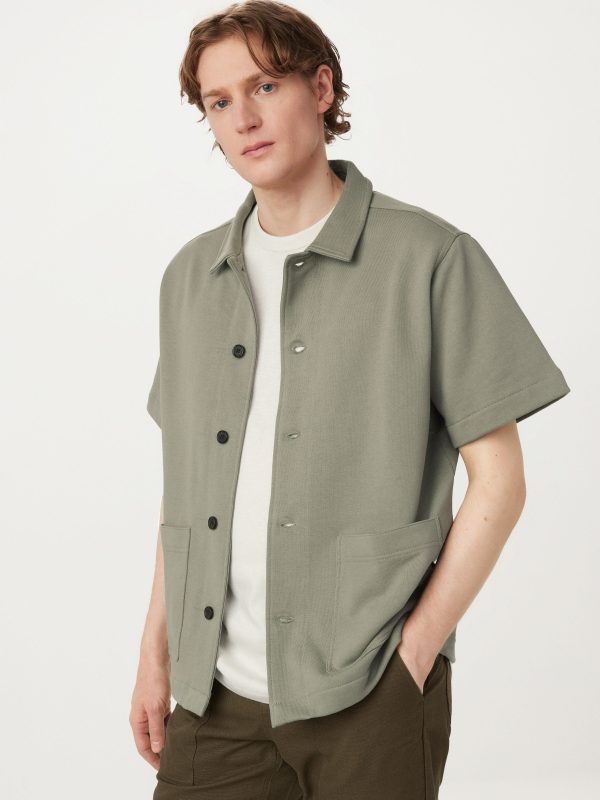 The Short Sleeve Overshirt in Vetiver Green For Sale