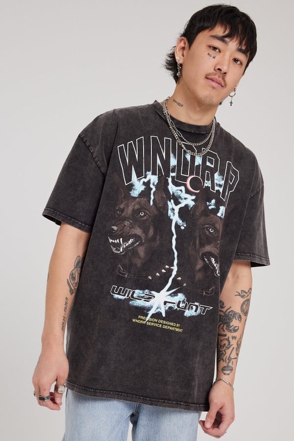 Wndrr Wild Hunt Vintage Tee Washed Black Online now