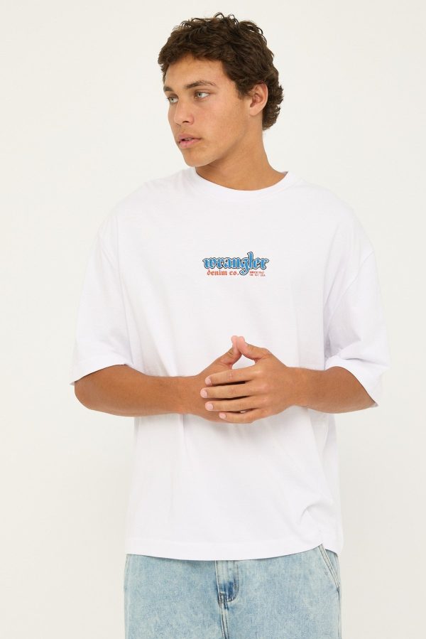 Wrangler Old West Boxcar Tee White Online now