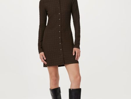 The Buttoned Mini Dress in Brown Black Online