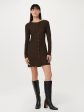 The Buttoned Mini Dress in Brown Black Online