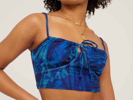 Perfect Stranger Deep Tides Recycled Mesh Tie Top Blue Print Online now