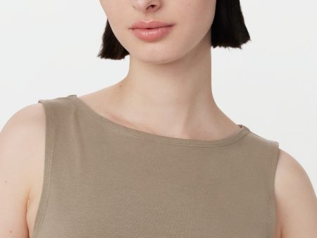 The Boat Neck Tank Top in Taupe Fashion