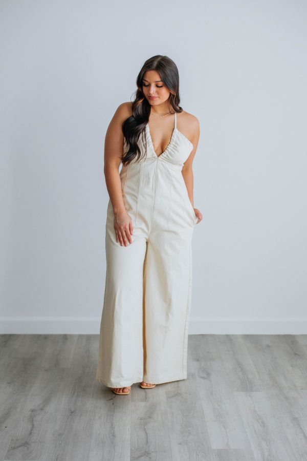 Reba Denim Jumpsuit - Ivory Online now