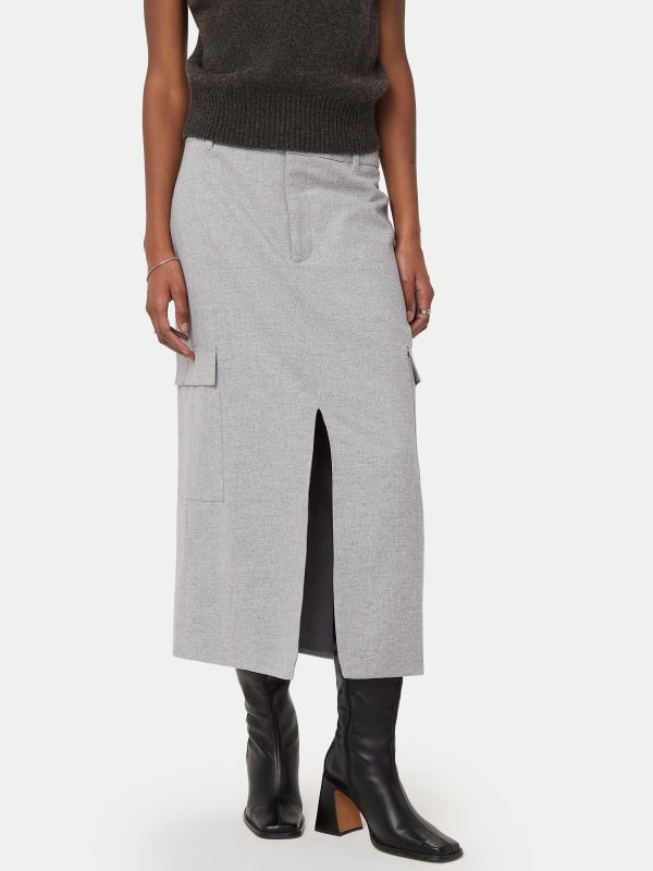 The Cargo Midi Skirt in Light Grey For Cheap