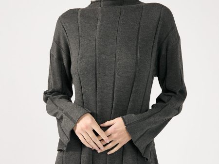 Perfect Stranger Cassava Rib Long Sleeve Knit Dress Charcoal Fashion