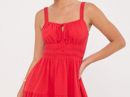 Luck & Trouble Isola Cotton Mini Dress Red Online Sale