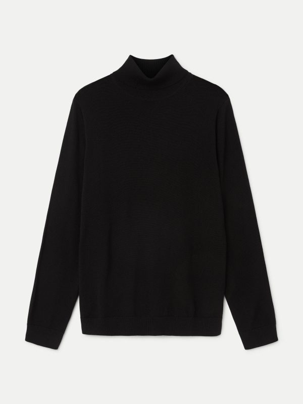 The Merino Wool Turtleneck in Black Hot on Sale