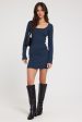 Perfect Stranger Harrow Long Sleeve Knit Mini Dress Charcoal For Discount