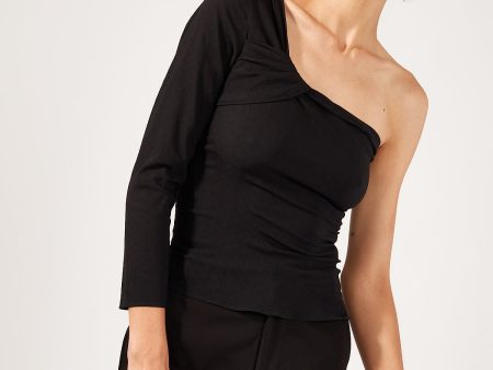 Perfect Stranger Britta Tucked Asymmetrical Top Black Online