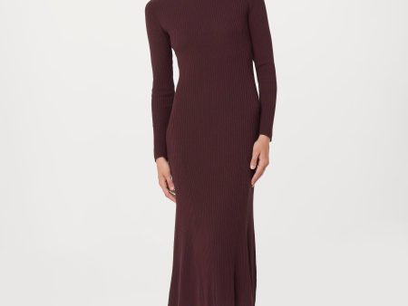 The Ribbed Maxi Dress in Pinot Noir Online