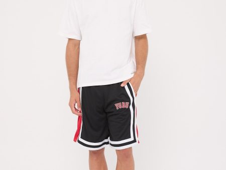 Fubu College Mesh Shorts Black Red White Hot on Sale