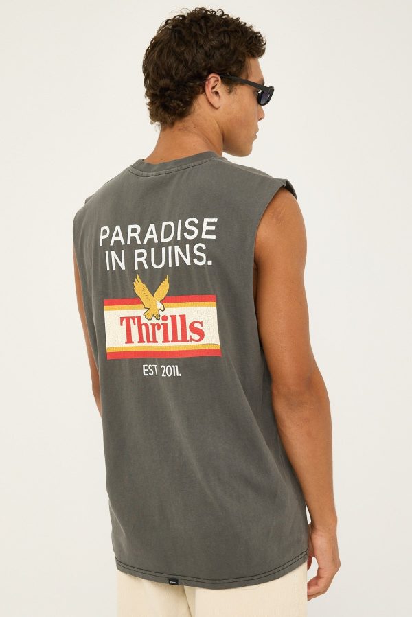 Thrills Never Stop Merch Fit Muscle Tee Merch Black For Discount