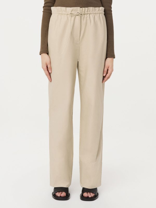 The Annie Paper Bag Loose Pant in Light Beige Online