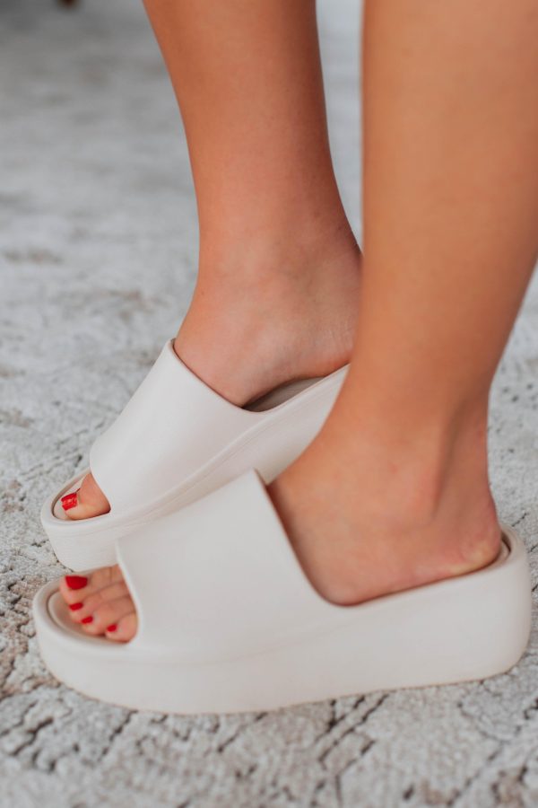 Perfect Pair Platform Slides - Bone Fashion