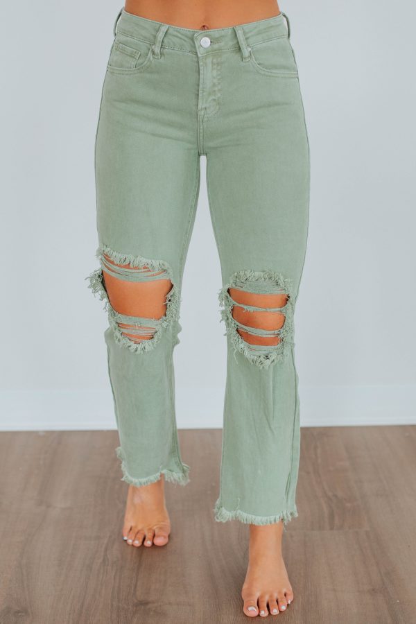 Willow Risen Jeans - Olive For Discount