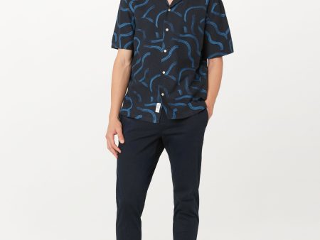 The Abstract Camp Collar Shirt in Deep Blue Discount