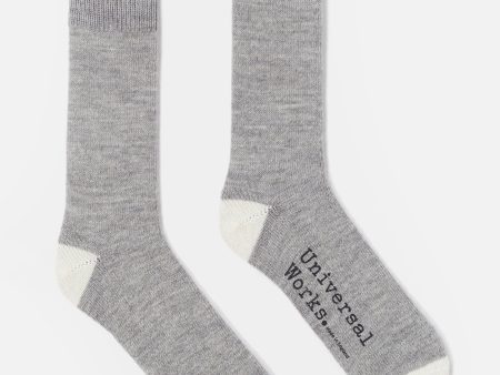 Universal Works Alpaca Sock in Grey Marl Alpaca Wool For Cheap