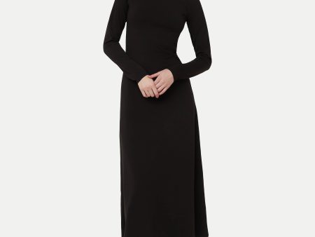 The Open Neck Long Dress in Black Hot on Sale