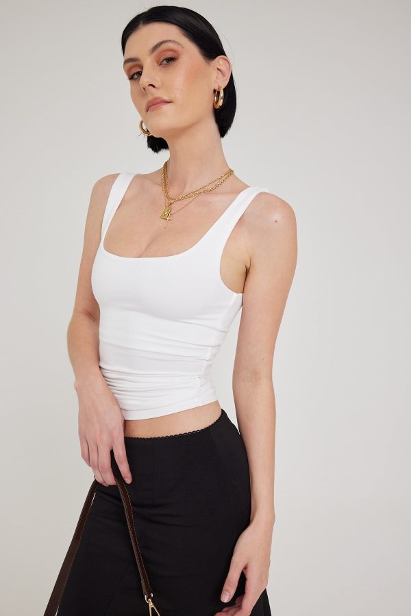 L&t Strappy Luxe Tank White Online now