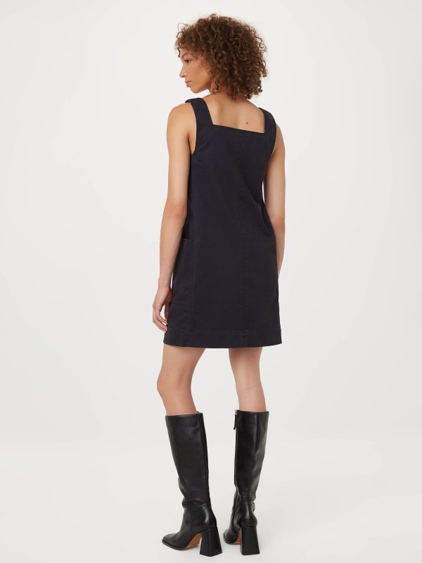 The Twill Pinafore Dress in Dark Navy on Sale