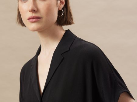 The Camp Collar Blouse in Black Online Hot Sale