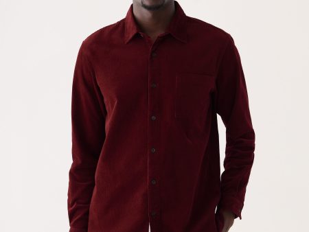 The Boxy Corduroy Shirt in Wine Red Cheap