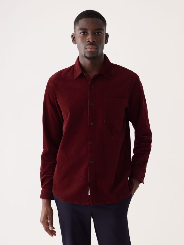 The Boxy Corduroy Shirt in Wine Red Cheap