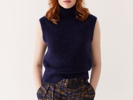 The Boucle Knit Sweater Vest in Night Sky Online Sale