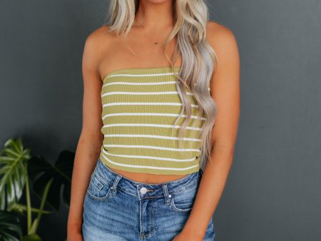 Zurie Striped Top - Avocado For Cheap