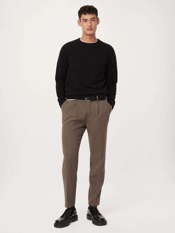 The Jamie Wool Pleated Pant in Brown For Sale